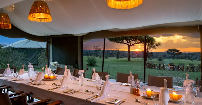 Sunset at Nat Hab’s Mara East Camp, Private Mara Conservancy, Kenya.