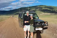 With my wife Kath on the floor of the Ngorongoro Crater, Tanzania.