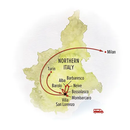 Trip map for Italy's Piedmont: The Art of Slow Living