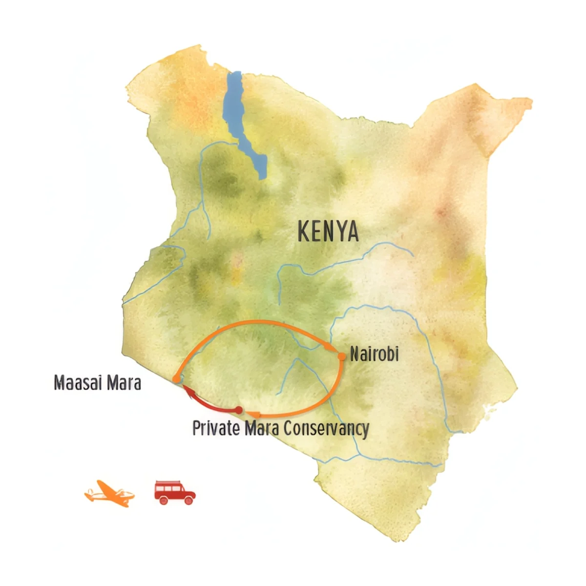 Trip map for The Great Kenya Migration Safari