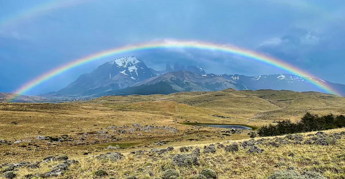 Rainbow, Torres del Paine National Park, Patagonia, Chile.