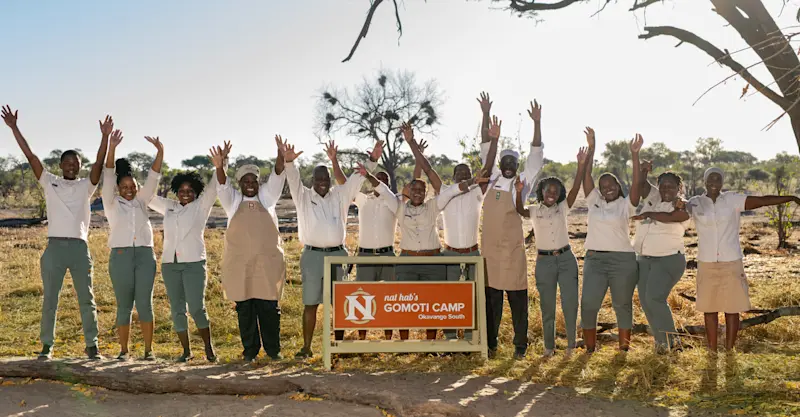 Field staff at Nat Hab's Gomoti Camp–Okavango South, Okavango Delta, Botswana.