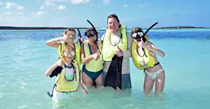 Snorkeling with the kids in the Bahamas.