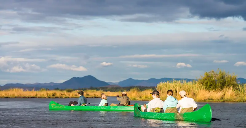 Canoe safari, Lower Zambezi National Park, Zambia.