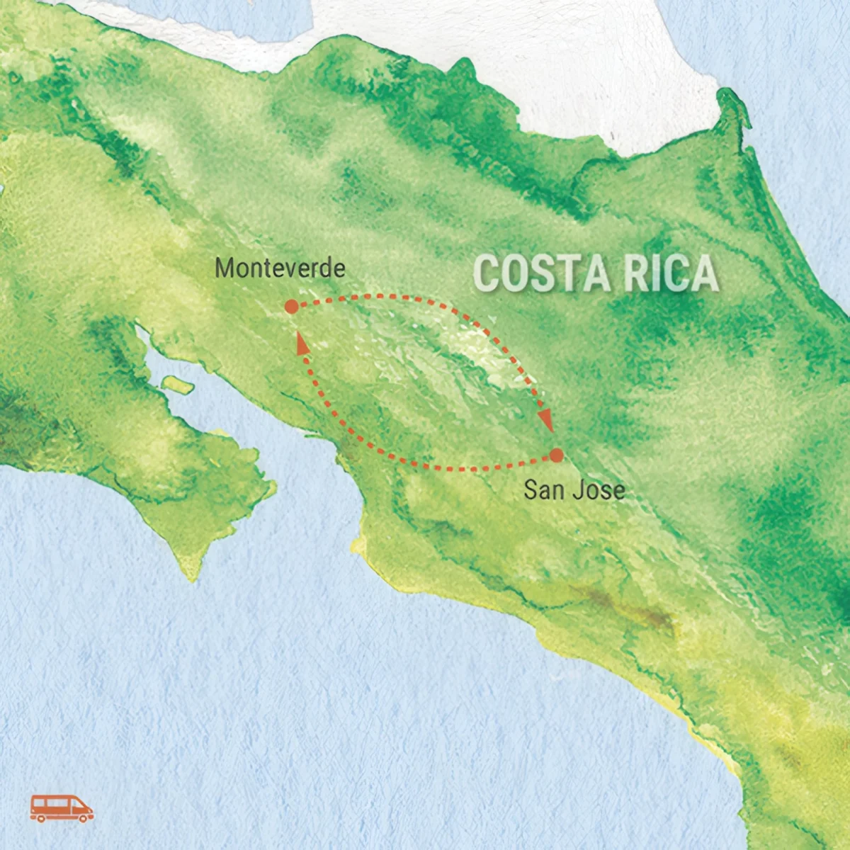 Trip map for Bees, Birds & Wild Beauty in Costa Rica