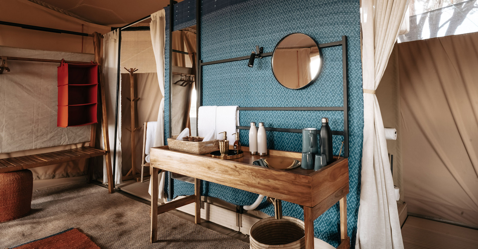 Private guest bathroom tent