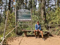 Surrounded by monarch butterflies at El Rosario Butterfly Sanctuary, Mexico. 