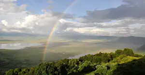 Rainbow over Ngorongoro Crater, Tanzania.
