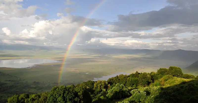 Rainbow over Ngorongoro Crater, Tanzania.