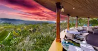 Terrace dining with a sunset view