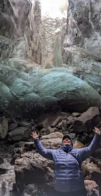 Exploring an ice cave in East Greenland. 