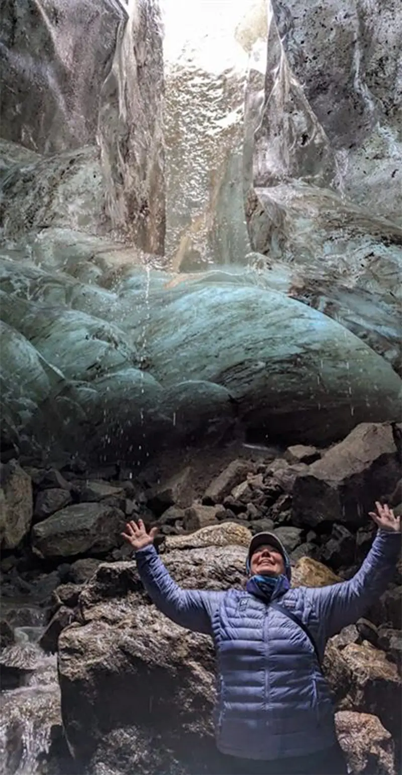 Exploring an ice cave in East Greenland. 