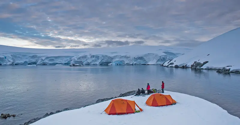Nat Hab guests camping, Antarctica.