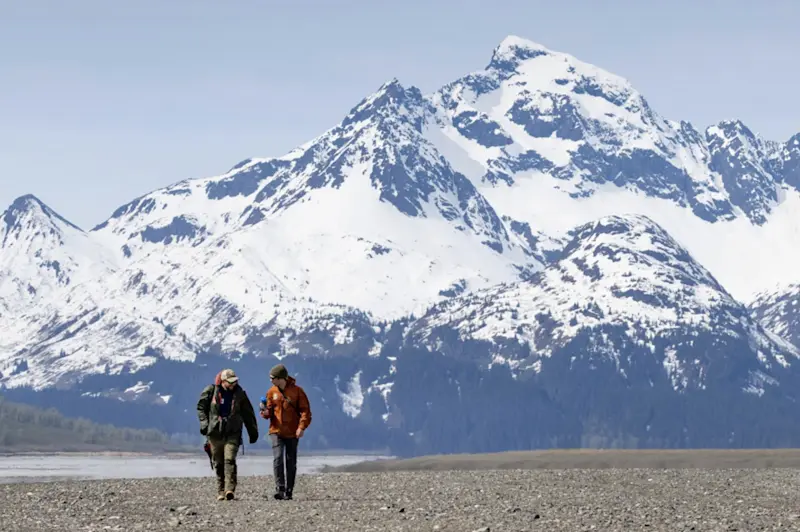 Exploring the lands of Tidal flat, Lake Clark National Park in Alaska.