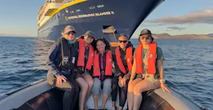 Guests aboard Zodiac and National Geographic Islander II, Galapagos Islands, Ecuador.