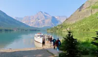 Scenic boat tour, Glacier National Park, Montana.