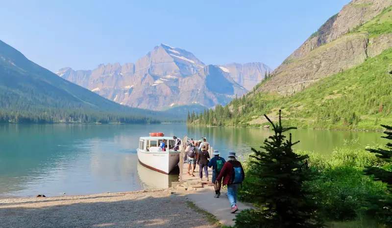 Scenic boat tour, Glacier National Park, Montana.