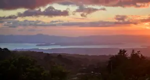 Sunset over the hotel