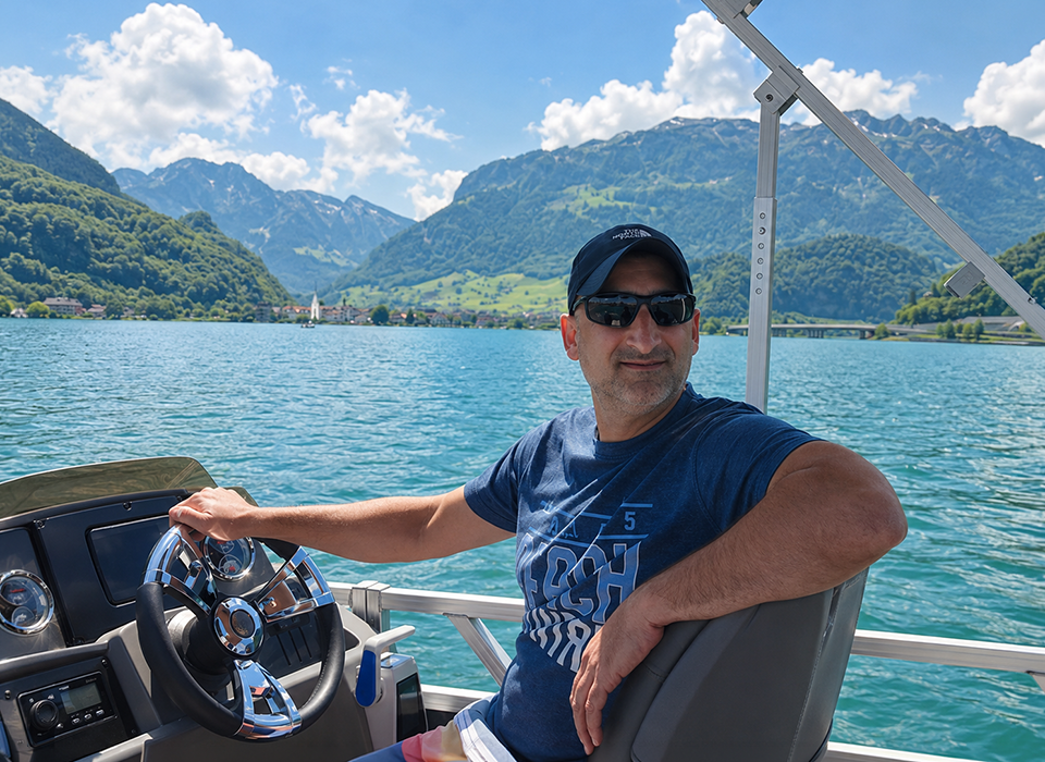 Vierwaldstaettersee, Luzern, Switzerland - Exploring the lake and the mountain views by boat.