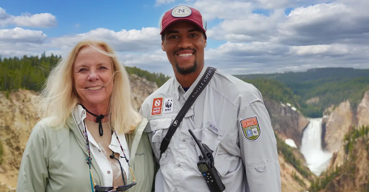 Nat Hab guest and Expedition Leader, Yellowstone National Park.
