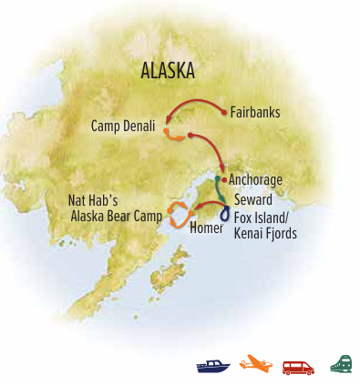 Route map for Ultimate Alaska Photo Expedition