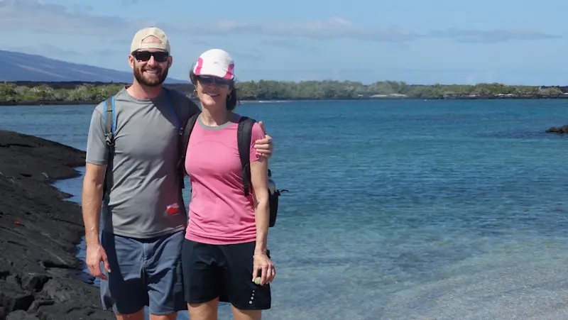 Exploring Fernandina Island with my mom in the Galapagos, Ecuador.