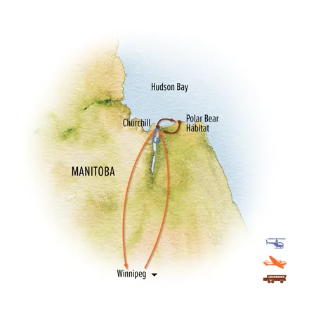 Trip map for Polar Bear Quest & Helicopter Safari