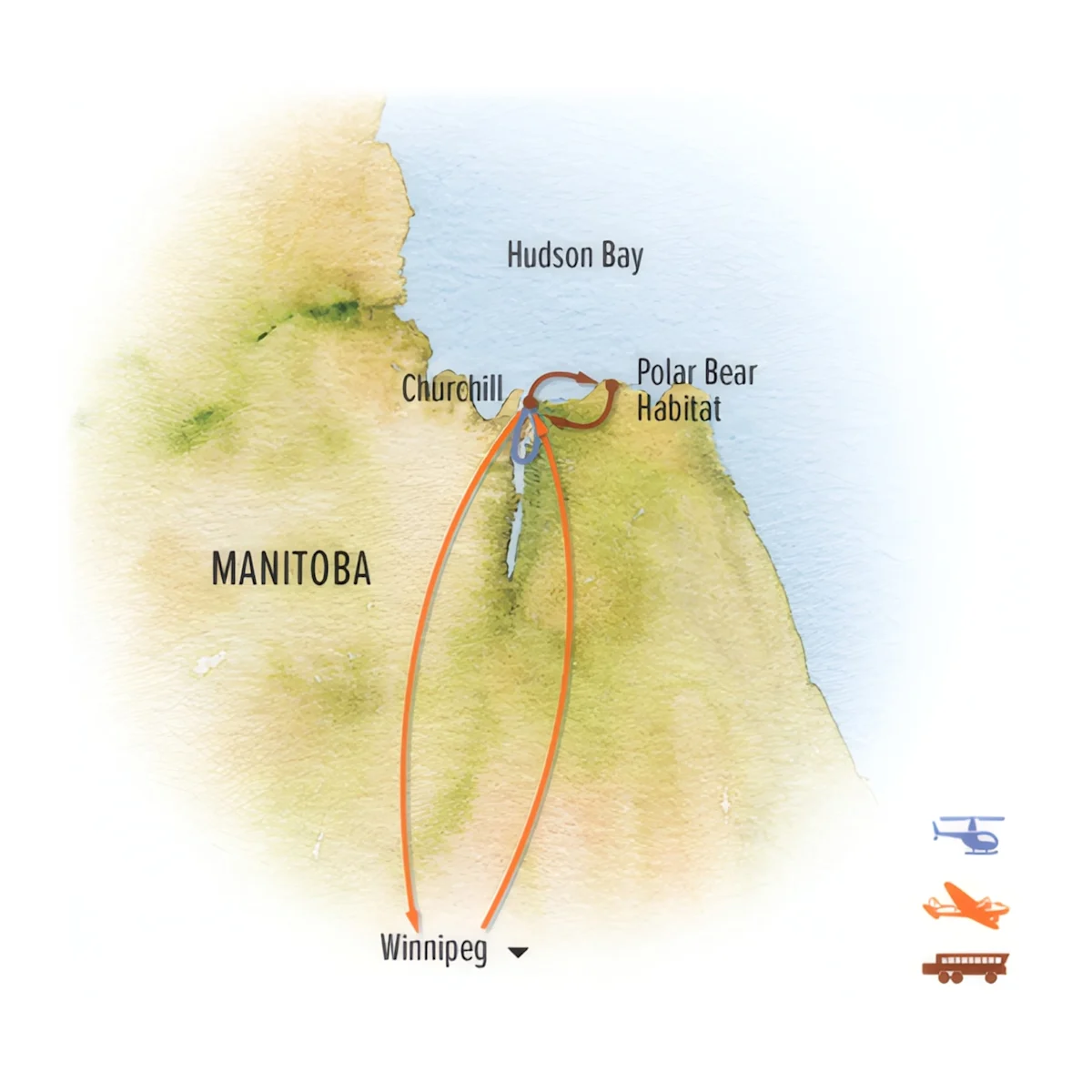 Trip map for Polar Bear Quest & Helicopter Safari