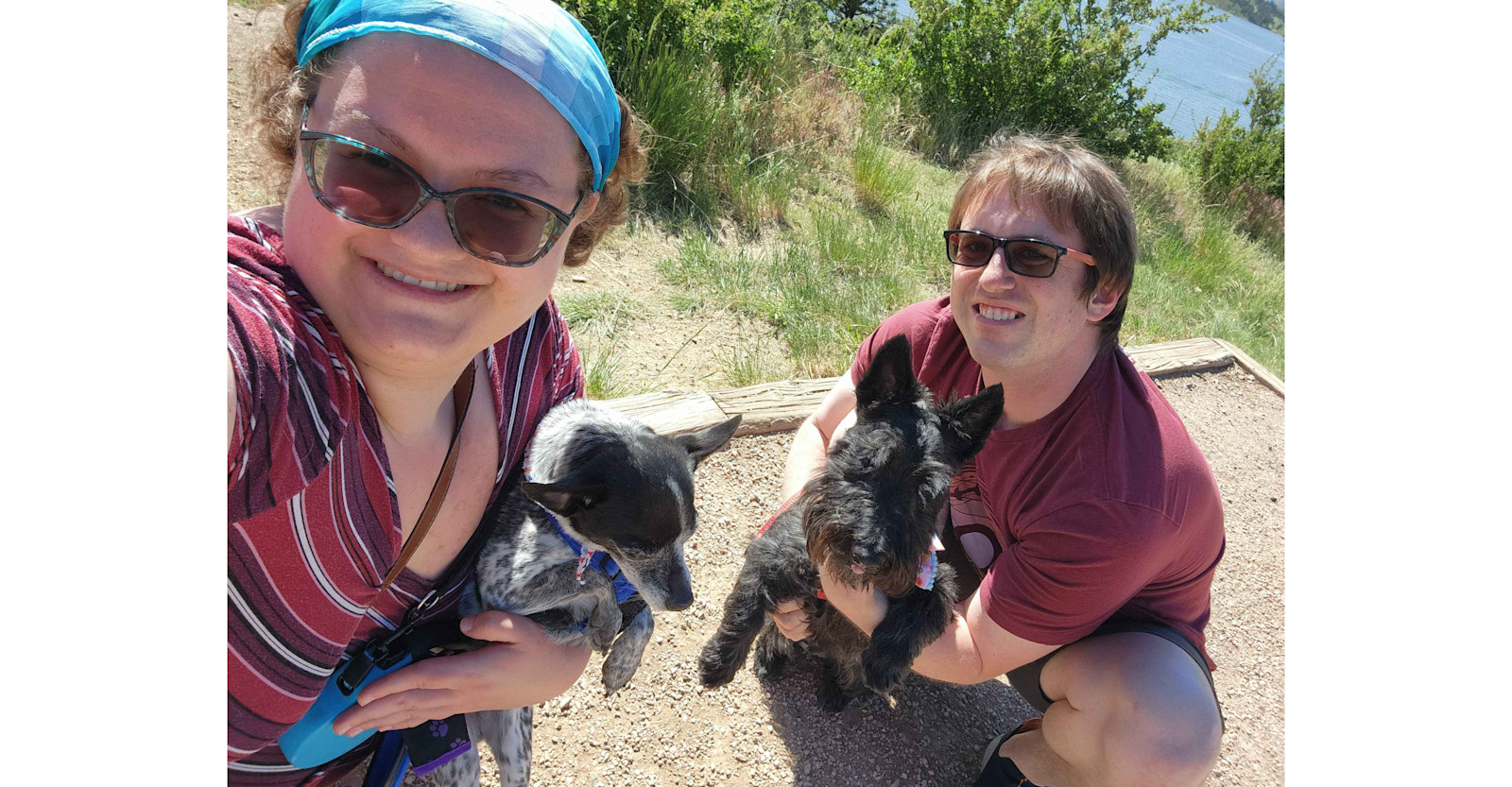 Visiting Horsetooth Reservoir with the Ramses (left pup) and Sebastian (right pup)