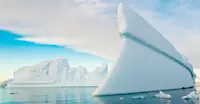 Icebergs in National Geographic-Lindblad Cove, Antarctica.