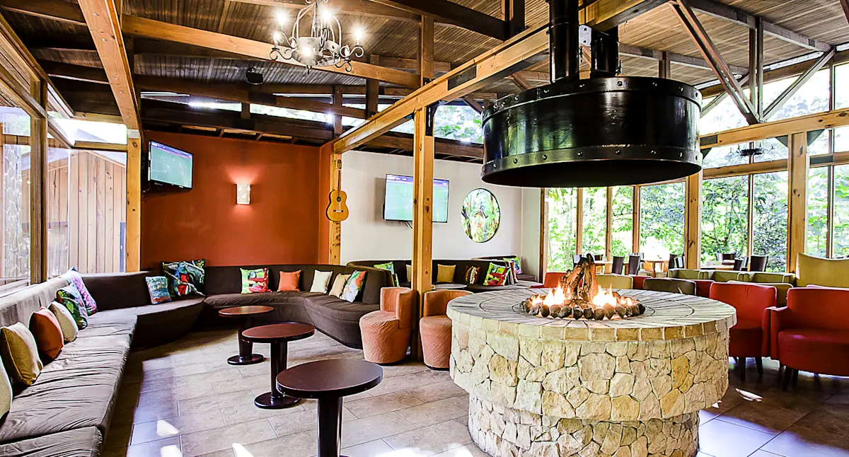 Lounge area with fireplace