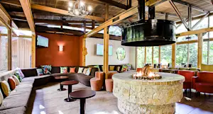 Lounge area with fireplace
