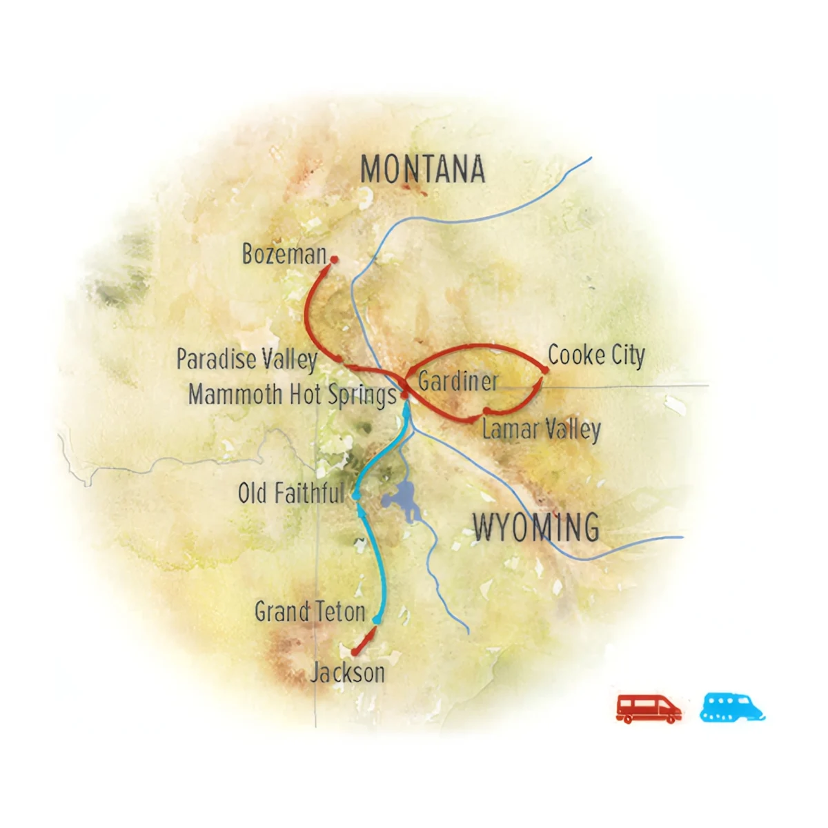 Trip map for Ultimate Winter Yellowstone: Wolves & Wildlife