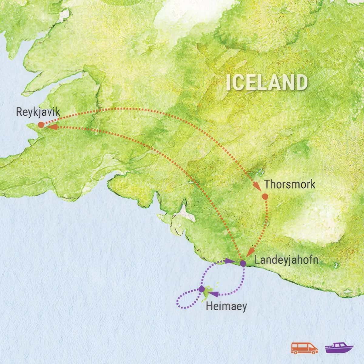 Trip map for Tracking Orcas & Their Prey in Iceland