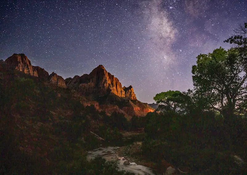 The Milky Way over The Watchman, Zion National Park, Utah.
