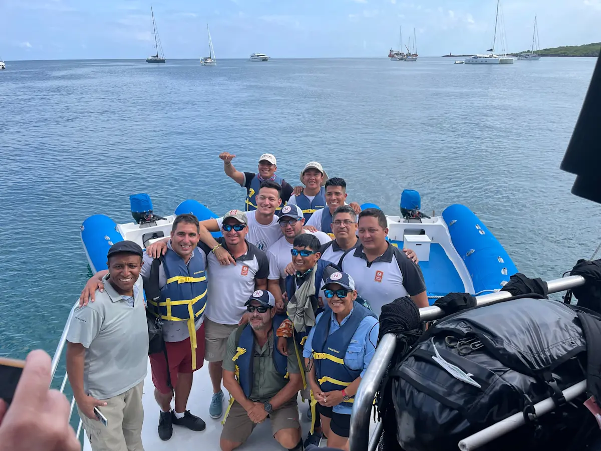 With the Nat Hab petrel crew in Galapagos.