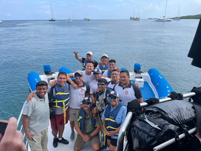 With the Nat Hab petrel crew in Galapagos.