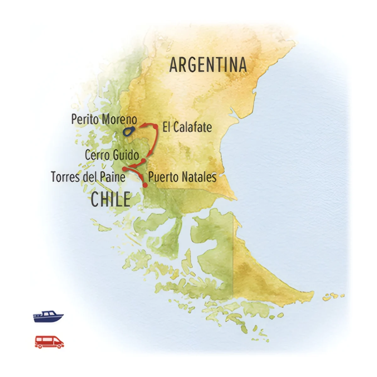 Trip map for Wild Patagonia: Peaks, Glaciers & Pumas