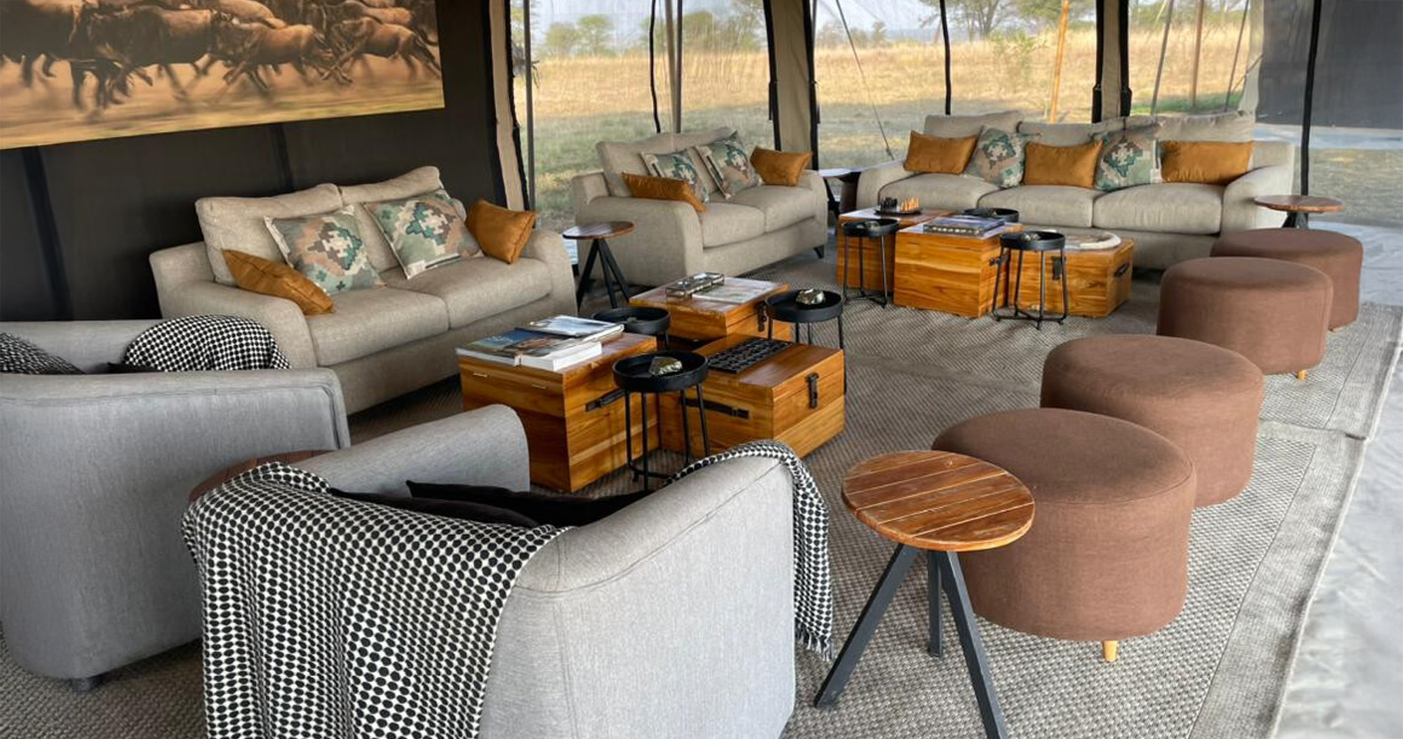 Lounge tent at Nat Hab's Migration Camp—Serengeti