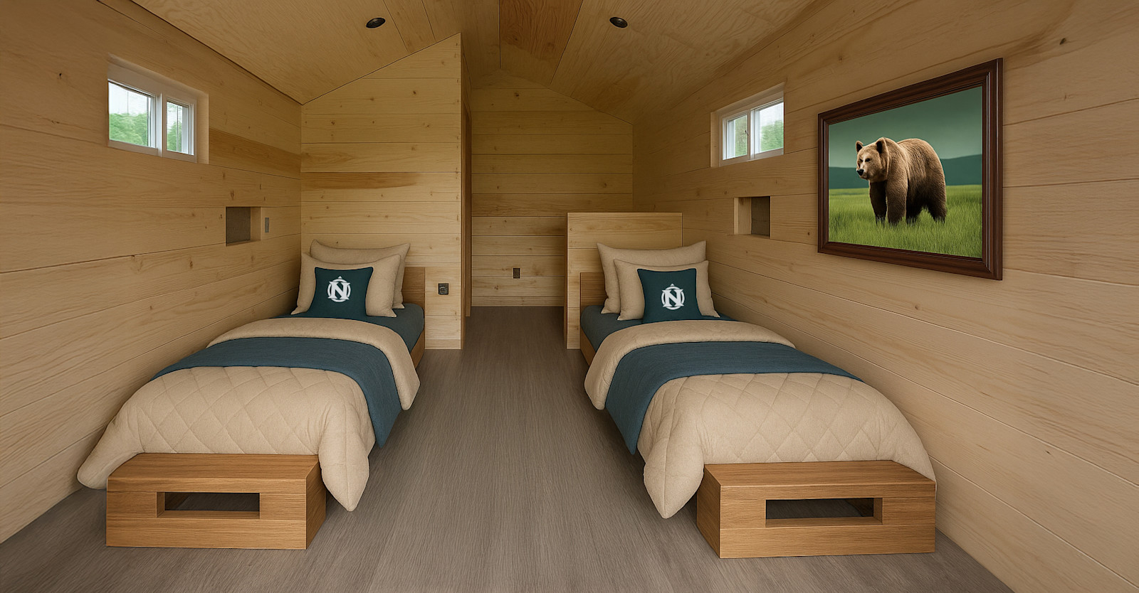 New for 2026 Nat Hab's Alaska Bear Camp – graphic rendering of new cabins