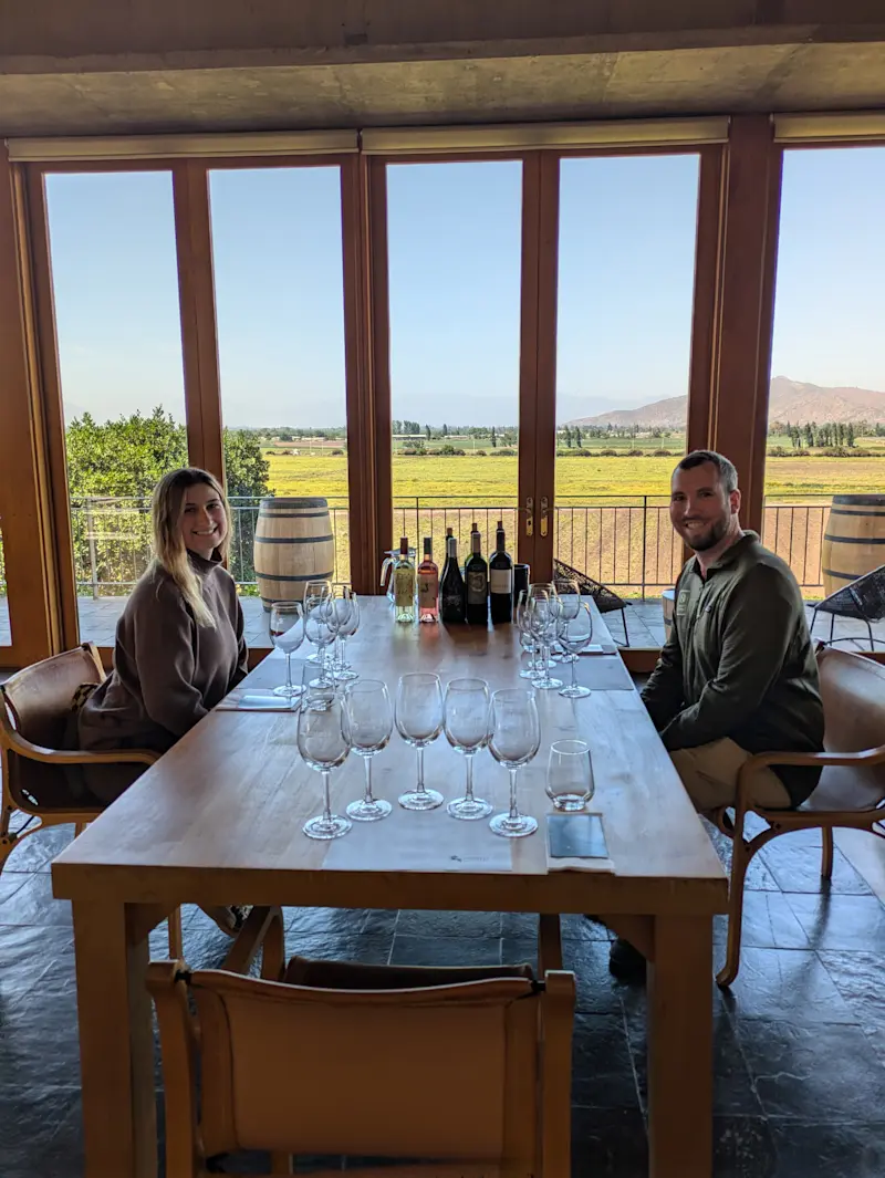 Wine tasting outside Santiago, Chile.