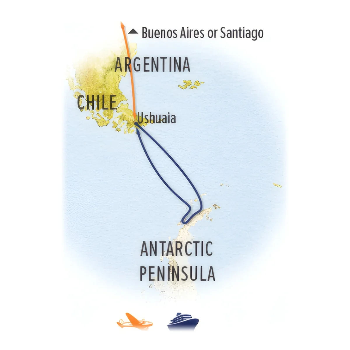 Trip map for Voyage to Antarctica