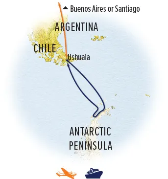 Trip map for Voyage to Antarctica