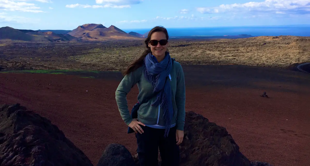 Taking a break at top of hill in Canary Islands during an Earthwatch archeology expedition.