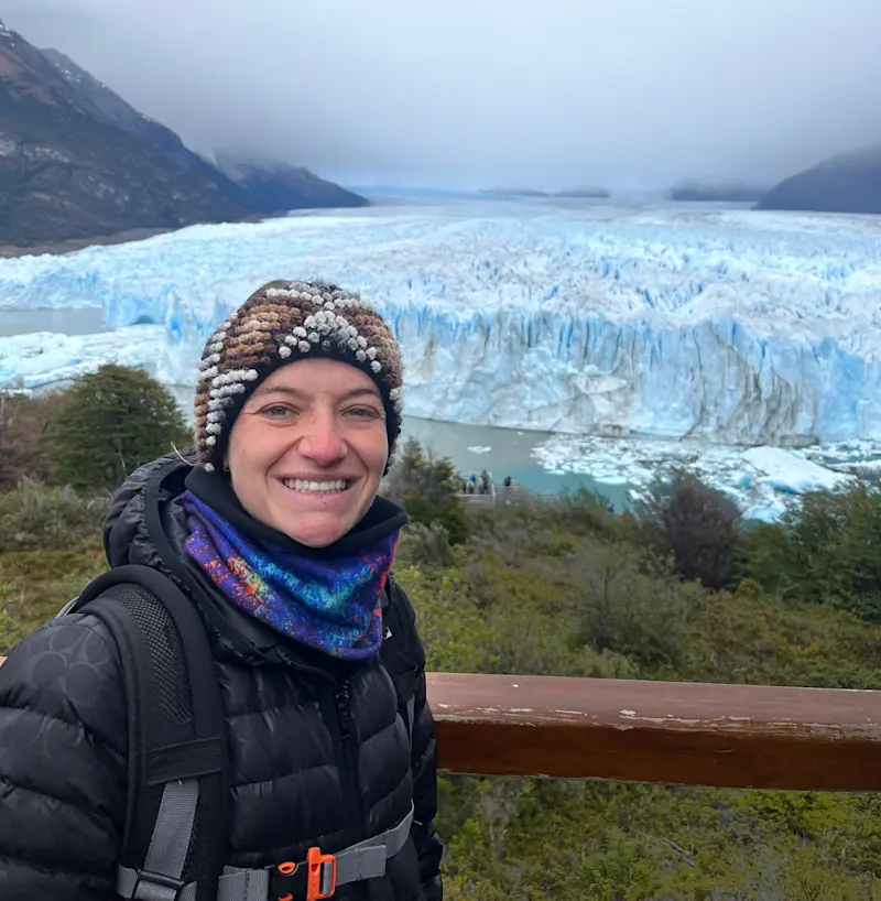 Marveling at the Perito Moreno Glacier in Argentina.