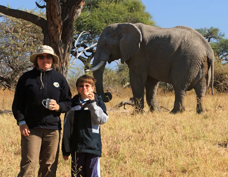 Enjoying time on the Safari with my son in Botswana. 