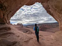 Exploring delicate arch in Arches National Park, Moab.