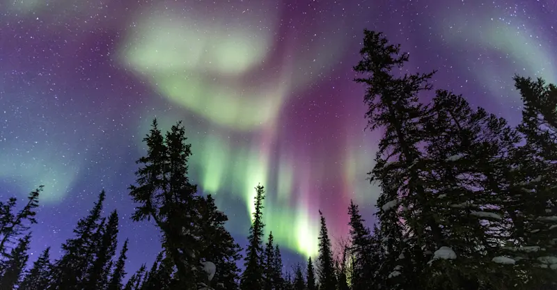 Northern lights dance overhead in Churchill, Canada.