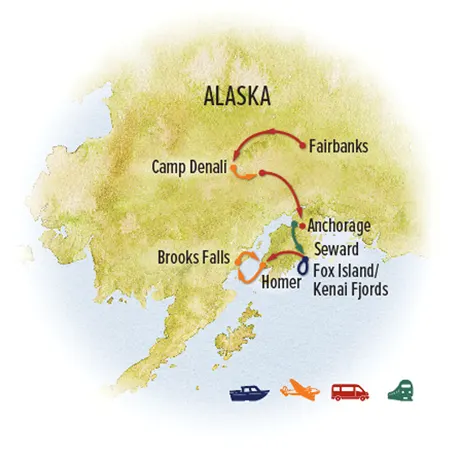 Trip map for Ultimate Alaska Photo Expedition