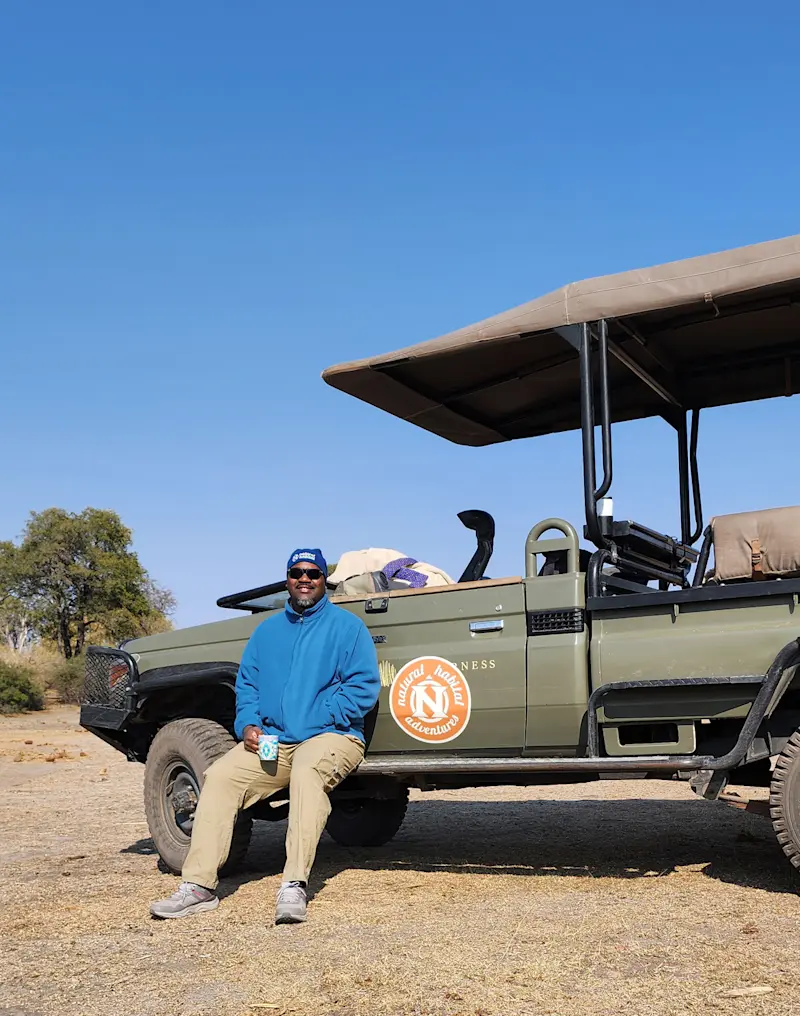 Hot coco break in Botswana.